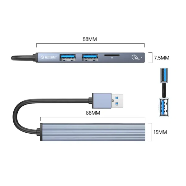 هاب USB با کارت ریدر مدل ORICO AH-A12F