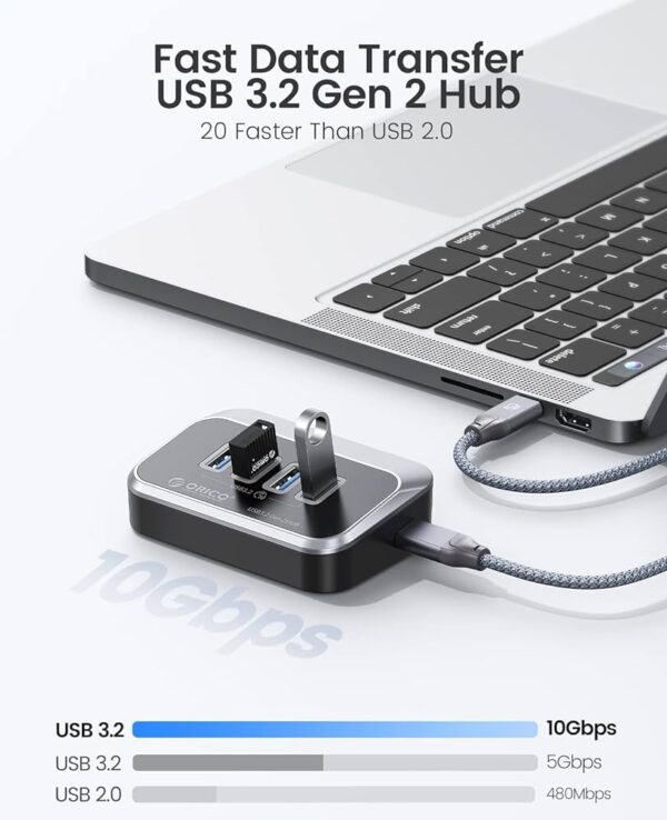 هاب ۴ پورت USB3.2 سرعت ۱۰Gb مدل ORICO M34A-G2